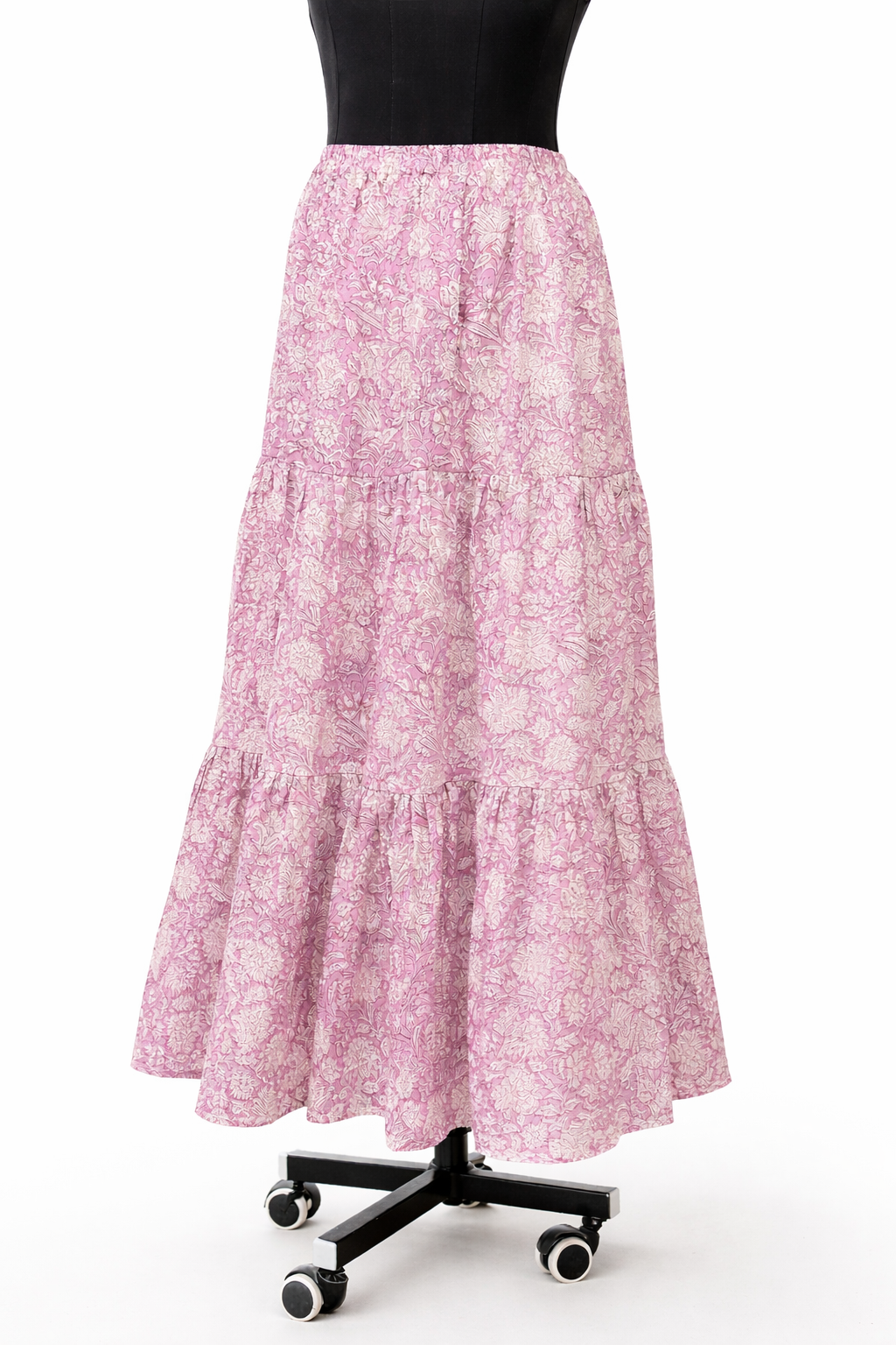 PRE - ORDER ~ Purple Lilac Floral Block Print Maxi Skirt With Pockets