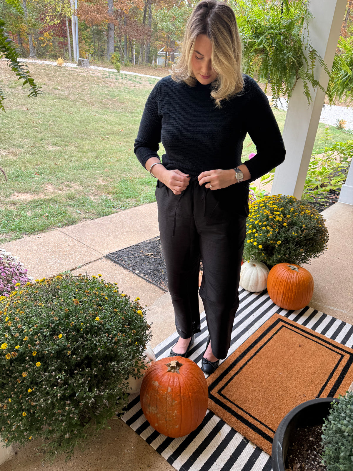Silk Dupioni Straight Leg Trousers