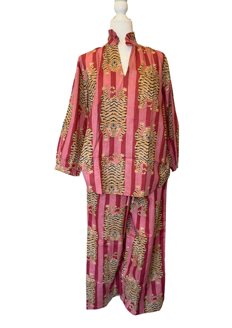 Pink Tiger Pant Set (Blouse & Pants)