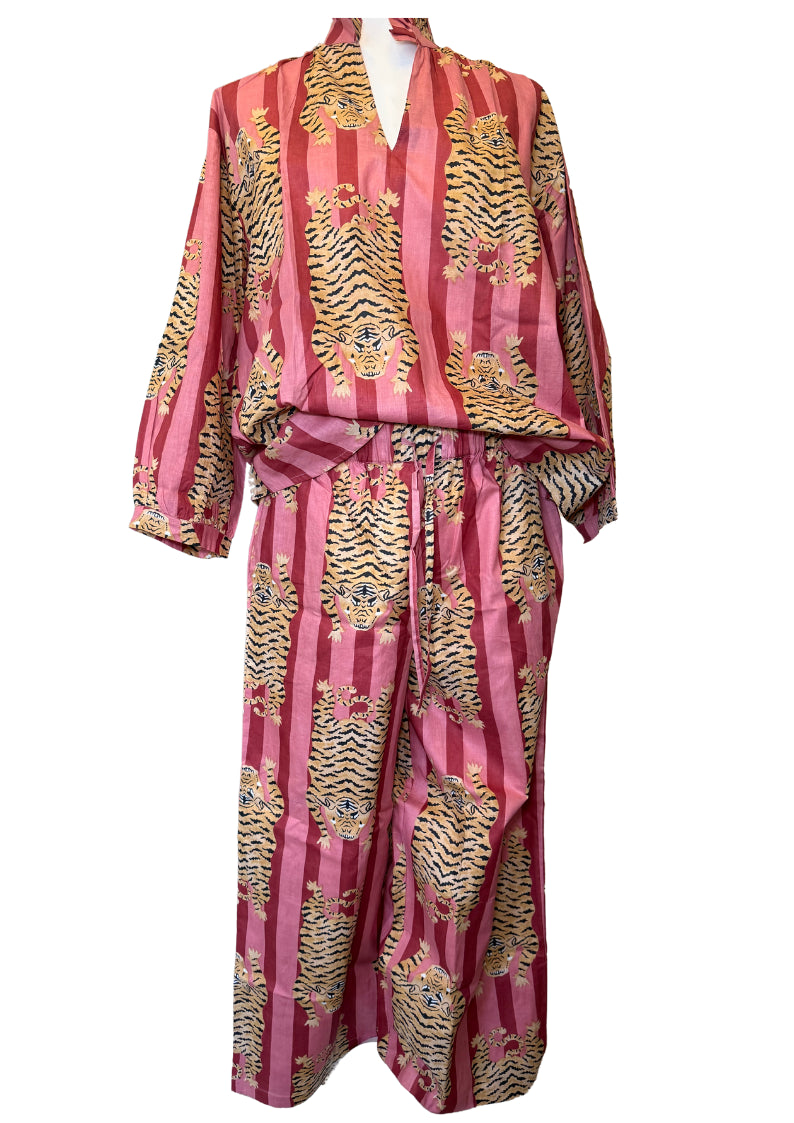 Pink Tiger Pant Set (Blouse & Pants)