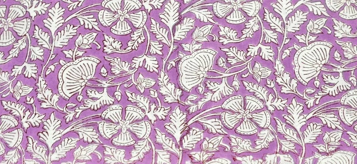 PRE - ORDER ~ Purple Lilac Floral Block Print Maxi Skirt With Pockets