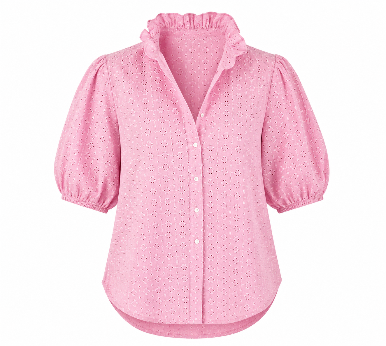 Pink Eyelet - Isla Ruffle Puff Sleeve Blouse