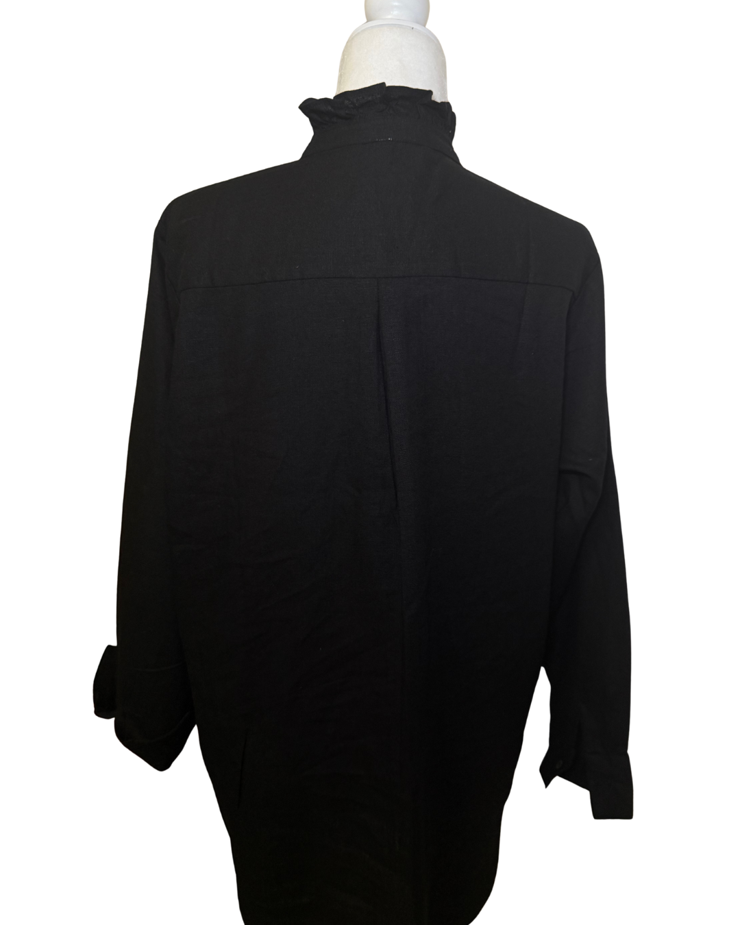 Linen Women's Button Up Ruffled Collared Blouse