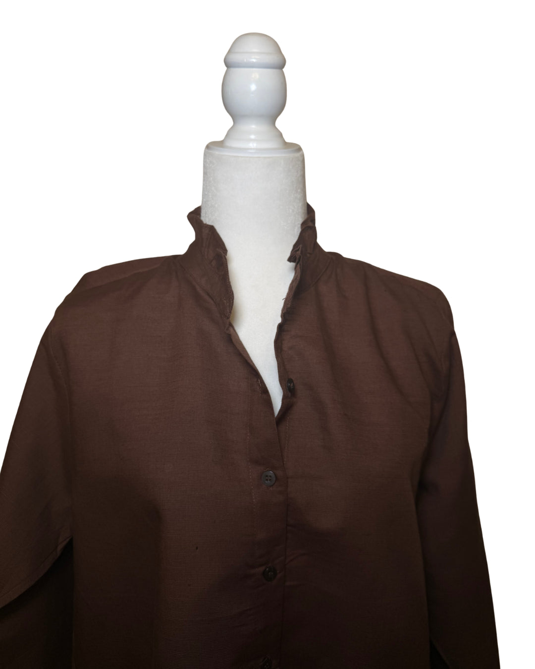 Linen Women's Button Up Ruffled Collared Blouse