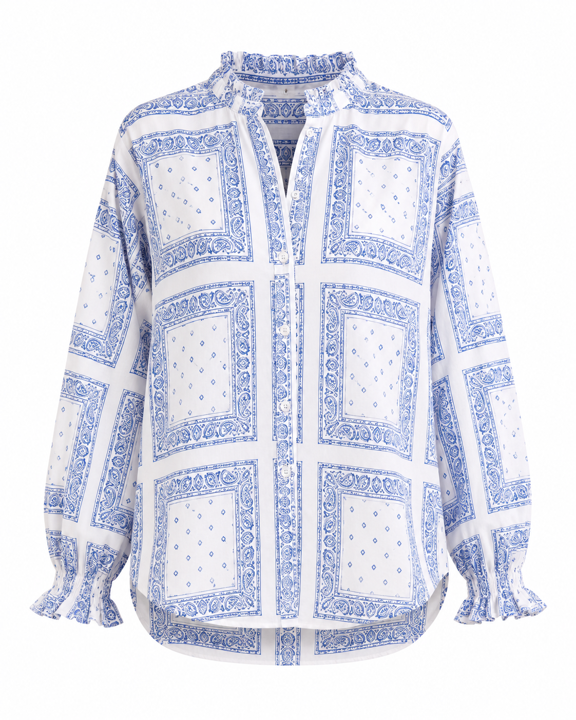 The Round Top Boyfriend Blouse in White — styled