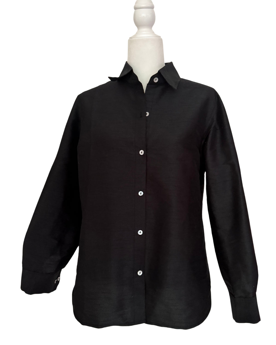 PRE - ORDER ~ The Silk Dupioni Button-Up – Black